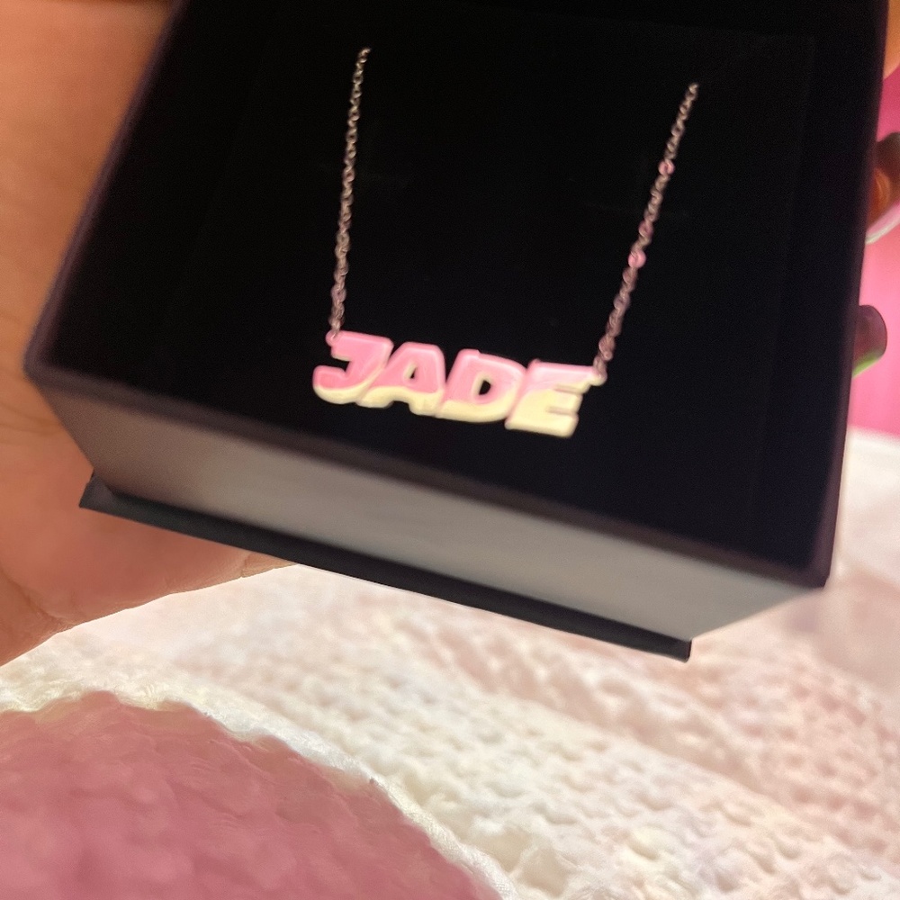 Jade nameplate necklace
